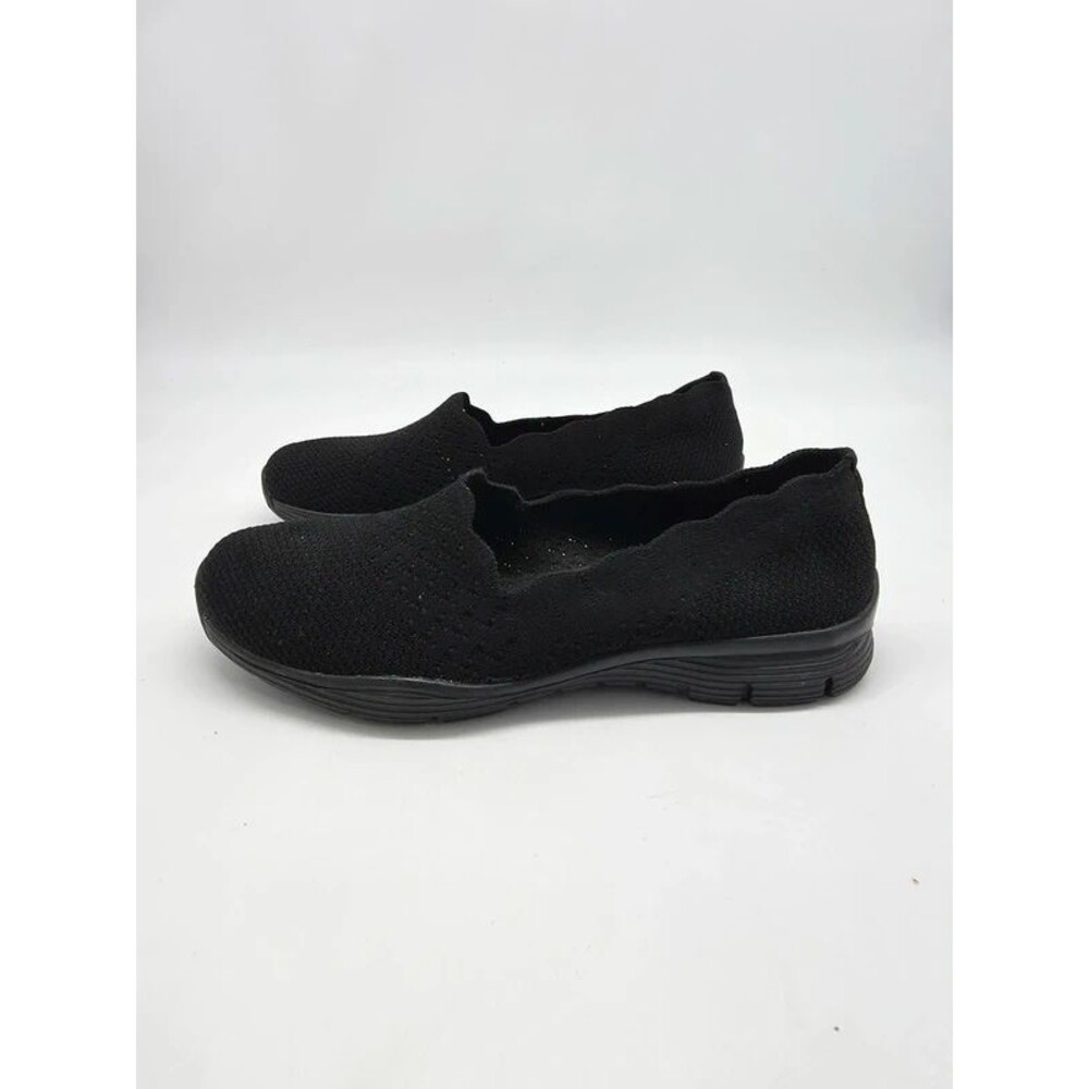Skechers Seager Stat Memory Foam Black Knit Slip On Loafer Flat Size 8.5